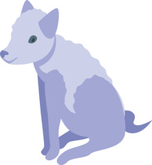 Calm arctic fox sitting with its head turned to the side