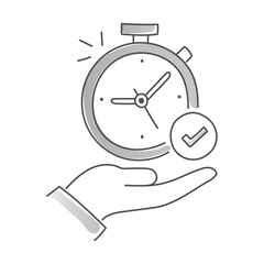 Hand-Drawn Time Management Symbol: Efficiency, Task Completion, Productivity, Punctuality, Workflow Optimization.