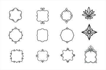 Victorian Floral Oval, Corner, and Round Frames Vector Set.