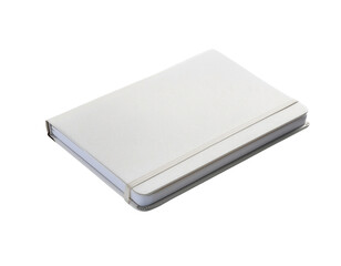 Minimalistic white notebook with elastic band, perfect for notes, sketches, and brainstorming ideas in any creative space.