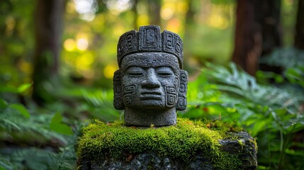 Fototapeta premium Ancient Olmec colossal head, pre-Columbian sculpture