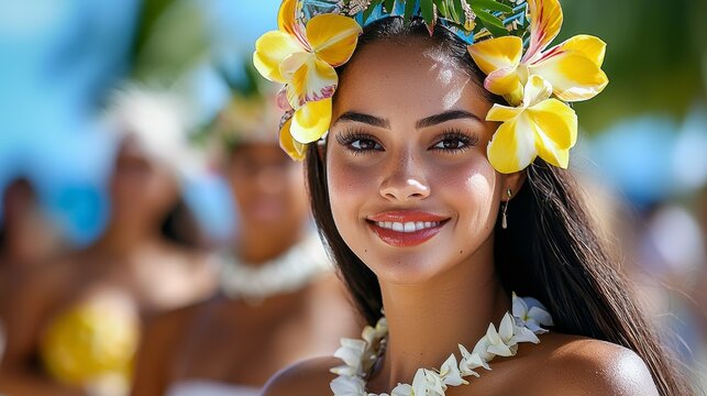 Elaborate Tahitian headdress crafting, traditional techniques