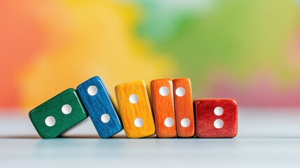 Path to Success - Dominoes in Watercolor Style with Copy Space for Text