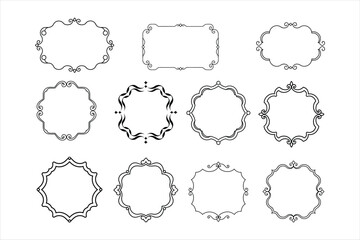 Victorian Floral Oval, Corner, and Round Frames Vector Set.