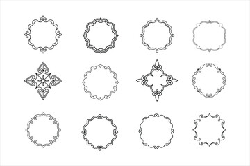 Victorian Floral Oval, Corner, and Round Frames Vector Set.