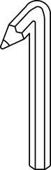Vector illustration of number shaped like colored pencils, outlined in black for a kids' coloring page. Number one.