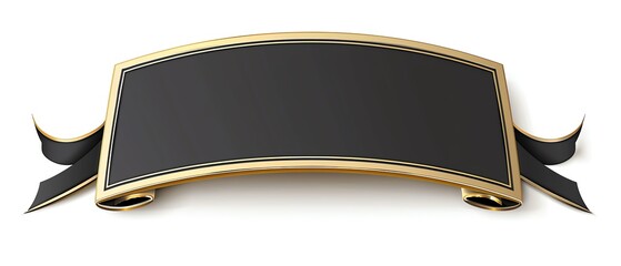 Elegant black and gold ribbon banner, blank and ready to customize for any text, perfect for certificates, invitations, or decorative purposes.