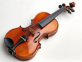 Fototapeta premium Elegant wooden violin resting on a flat surface in natural light