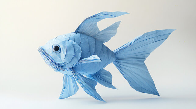 a blue fish made of paper