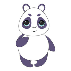 Cute panda with big eyes, standing and smiling, perfect for kids' products, toys, and decorations