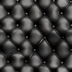 Black Leather Tufting, Seamless Tufting, Leather Texture, Upholstery with Buttons