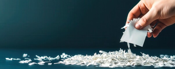 Detailed shot of a hand shredding a layoff notice, dark office background, symbolizing the harsh reality of job cuts