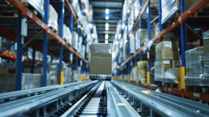 Fototapeta premium An automated inventory system in a warehouse, showcasing efficiency in modern supply chain management.