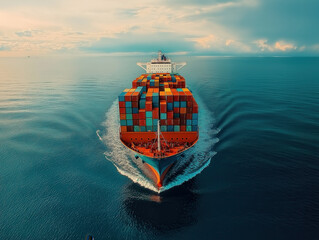 Containerschiff f&auml;hrt auf dem Meer