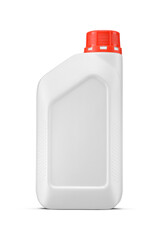 Plastic HDPE rectangular bottle for automotive companies, solvent, car cosmetics isolated....