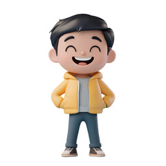 Obraz premium Happy smiling Asian cartoon character, boy kid isolated