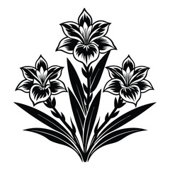 Gladiolus Flower Silhouette Vector 