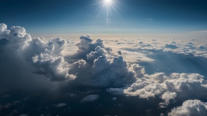 Blue sky with cloud. Cinematic nature bakcground.