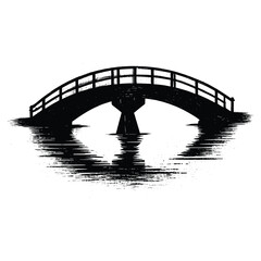 Black Silhouette of a Bridge with Reflection