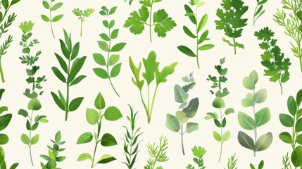 Fresh seamless pattern of garden herbs.