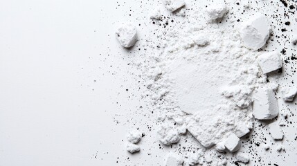 Close-up of magnesium powder dissolving in water, energy support, clean white background