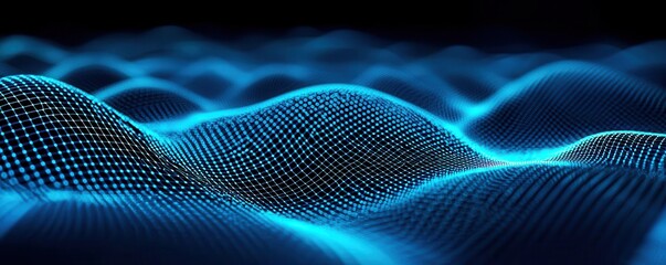 Abstract electric waves oscillating through a network of geometric shapes, symbolizing the structure of technological systems