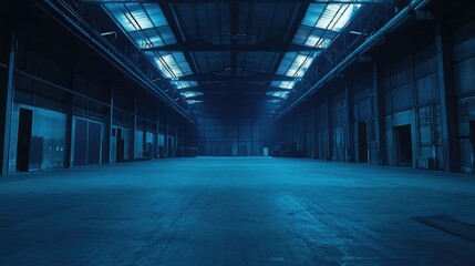 Obraz premium Evoking an Ambiance of Empty Warehouse with Dramatic Lighting