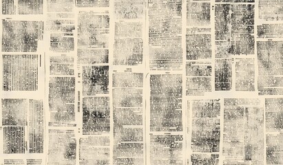 Newspaper texture background with vintage newspaper pages for design and print, digital paper. Vintage newspaper backdrop with aged and distressed elements for collage or pattern,