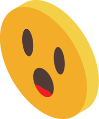3d illustration of a yellow emoji showing surprise emotion with open mouth