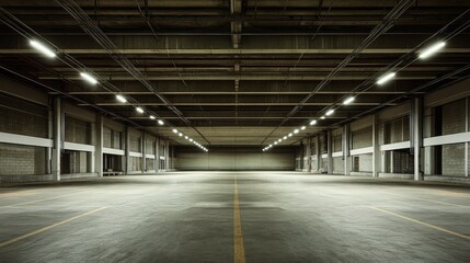 Obraz premium Evoking an Ambiance of Empty Warehouse with Dramatic Lighting