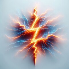 orange blue electric lightning isolated on white or transparent
