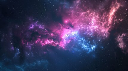 Naklejka premium Cosmic Nebula with Pink and Blue Glowing Gas