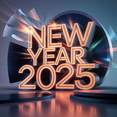 2025-Happy New Year Text 2025 3D text