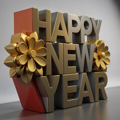 2025-Happy New Year Text 2025 3D text