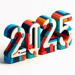 2025-Happy New Year Text 2025 3D text