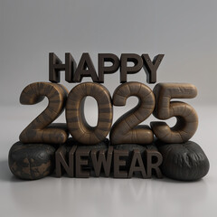 2025-Happy New Year Text 2025 3D text