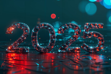 2025-Happy New Year Text 2025 3D text