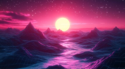 Fototapeta premium Retro Sunset Landscape