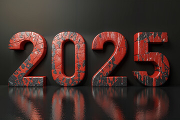 2025-Happy New Year Text 2025 3D text