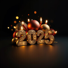 2025-Happy New Year Text 2025 3D text