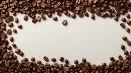 Detailed view of coffee beans scattered on the table

