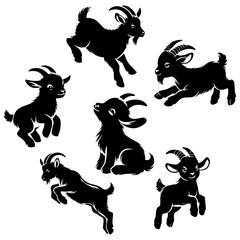 Vector silhouette design of cute baby goat ready to use.