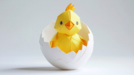 a chick hatching from an egg, paper design