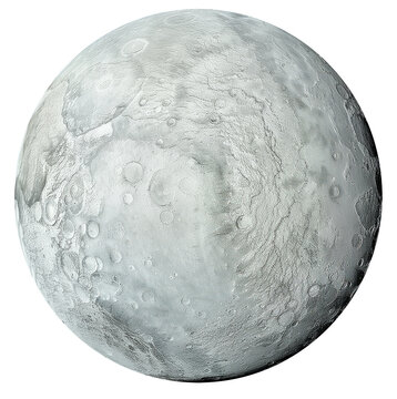 Eris seen from space on solid transparent background 