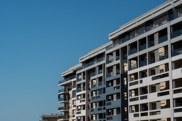 Fototapeta premium modern apartment building luxury exterior on a sunny day