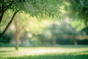 Blurred of green natural tree in park background with generative ai