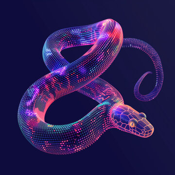 Python programming snake, digital world, coding language, code 