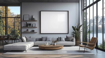 home horizontal painting mockup, modern living room interior, bedroom wall art mockup, house wall canvas mock up, house interior background