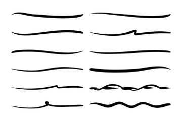 Adobe Illustrator Artwork, Set of hand drawn underline.
