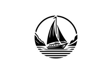 Boat silhouette vector illustration.